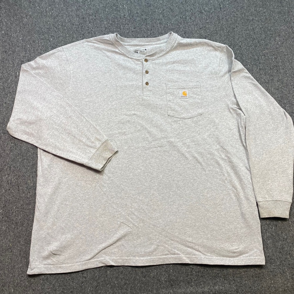Carhartt Henley Shirt 3XL Mens Gorpcore Workwear Pocket Long Sleeve Loose Fit